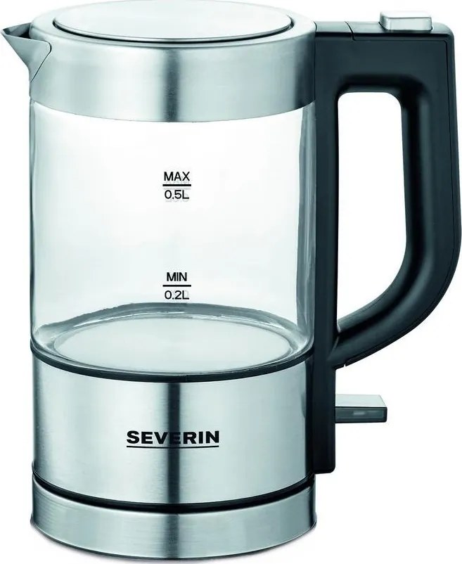 Severin WK 3472 - Rýchlovarná kanvica 0,5 l 1100 W/230 V nerez/sklo