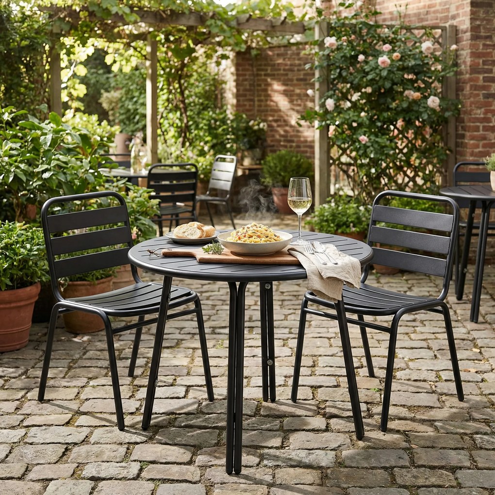 Kovový bistro stôl VENTO, priemer 80 cm, na vonkajšie použitie, grafit