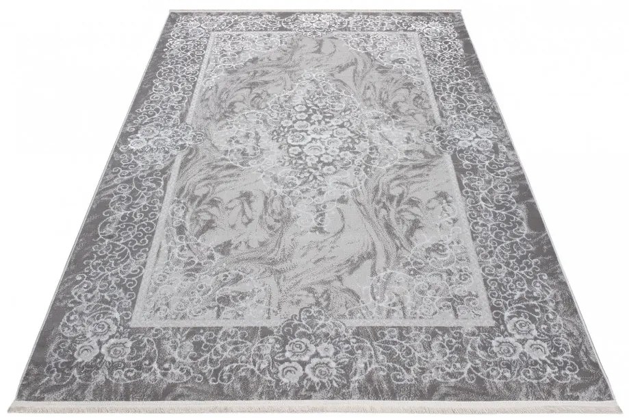 Moderný bielo-sivý dizajnový interiérový koberec so vzorom Šírka: 80 cm | Dĺžka: 150 cm