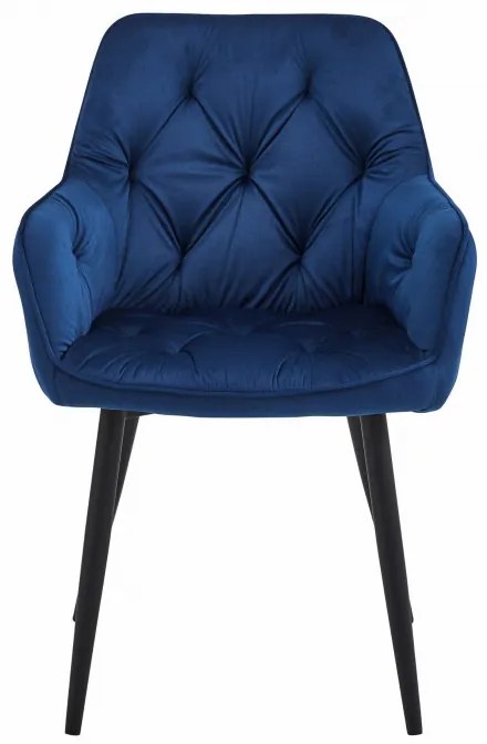 Jedálenská stolička JORK zamatová, tmavomodrá (čierne nohy)