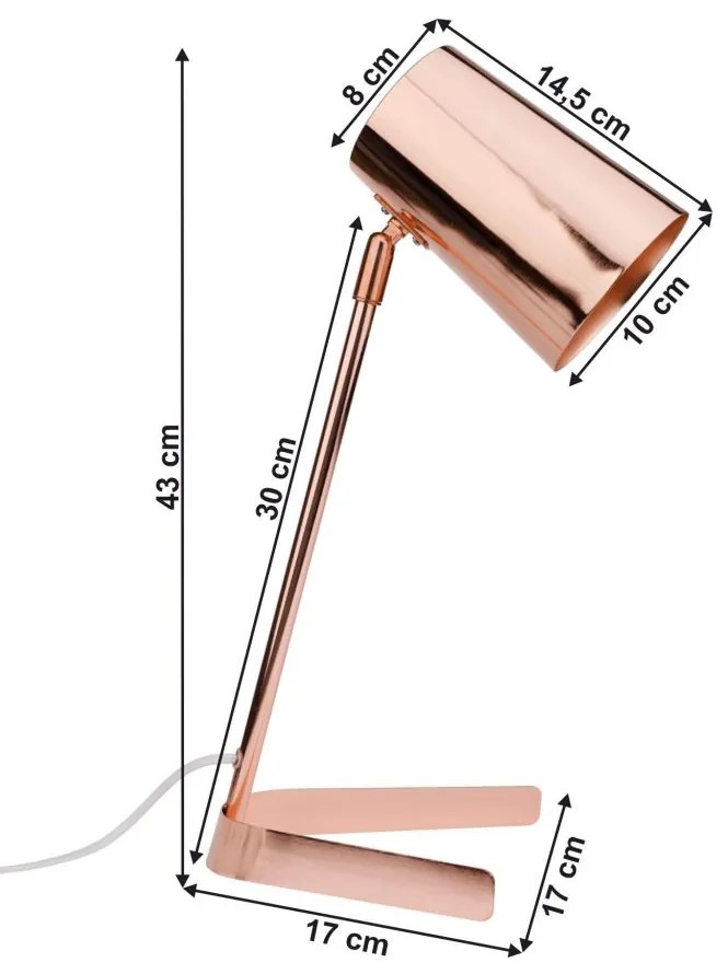 Tempo Kondela Stolná lampa, kov/rose gold, FABEL