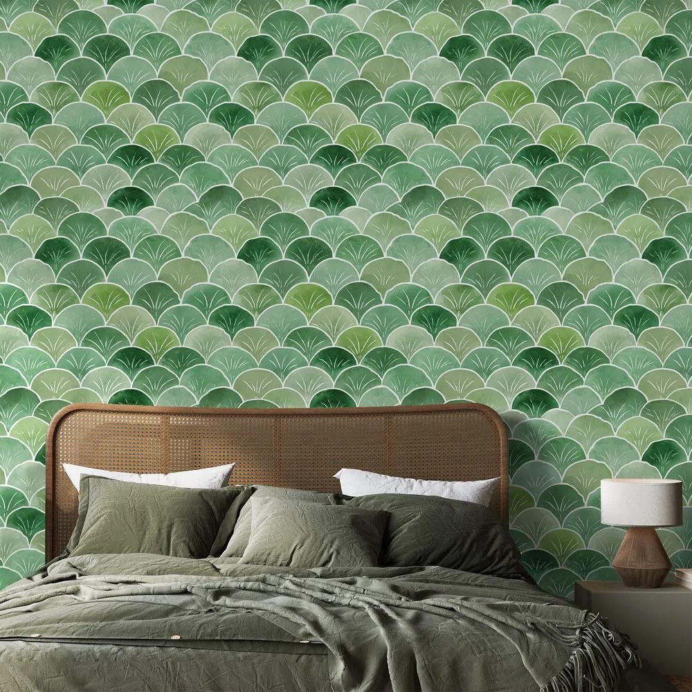 Tapeta zelené geometrické oblúky