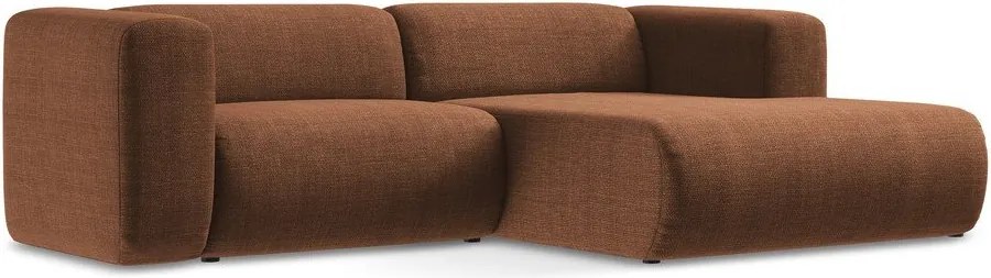 Rohová pohovka v terakotovej farbe (pravý roh/s leňoškou) Ekahi – Makamii