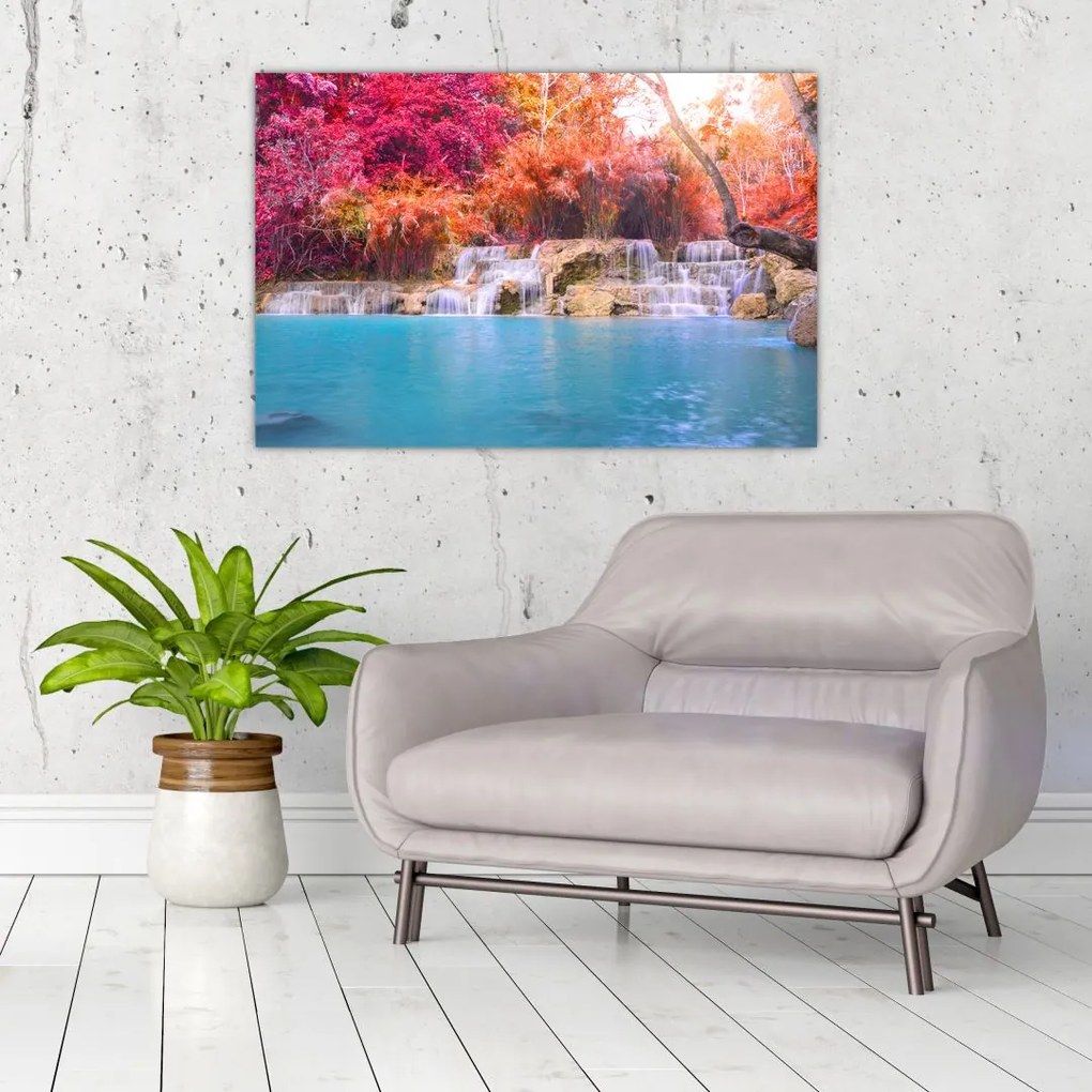 Obraz tyrkysovej lagúny, Laos, Tat Kuang Si (90x60 cm)