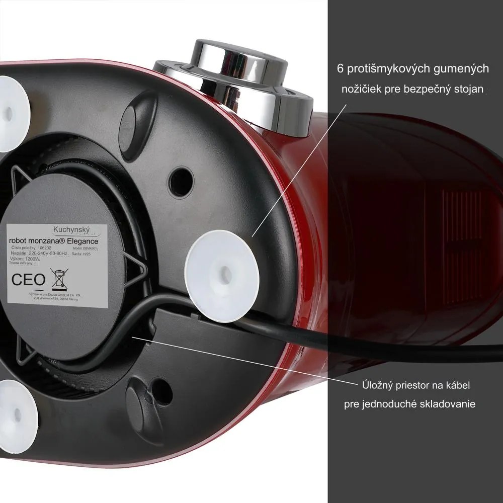 InternetovaZahrada Kuchynský robot Elegance 6L - červený