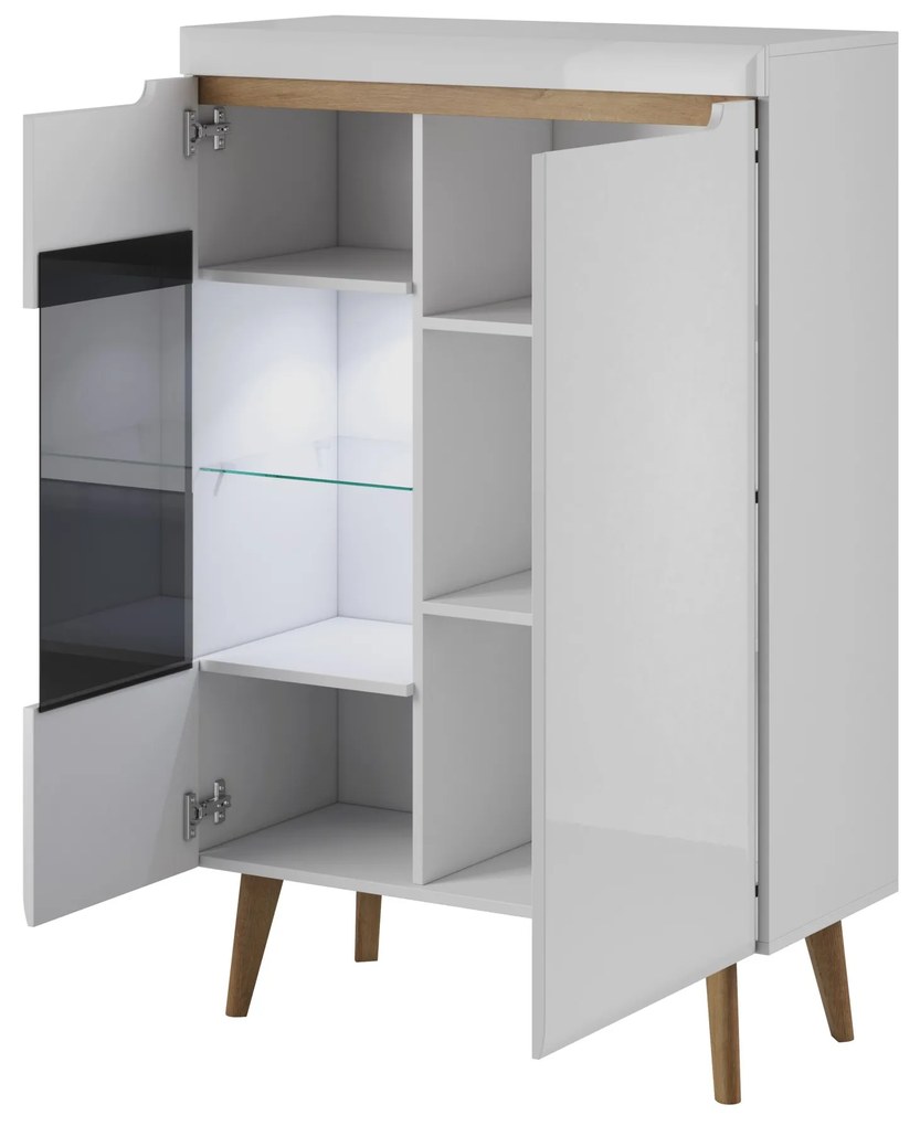Vitrína Nordi 90 cm biela/dub Riviéra
