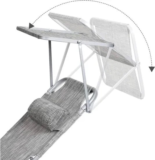Skladacie lehátko so strieškou, nosnosť do 150 kg, farba greige