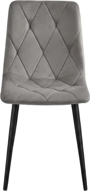 Sivá zamatová stolička LIBRA SILVER GREY s čiernymi nohami