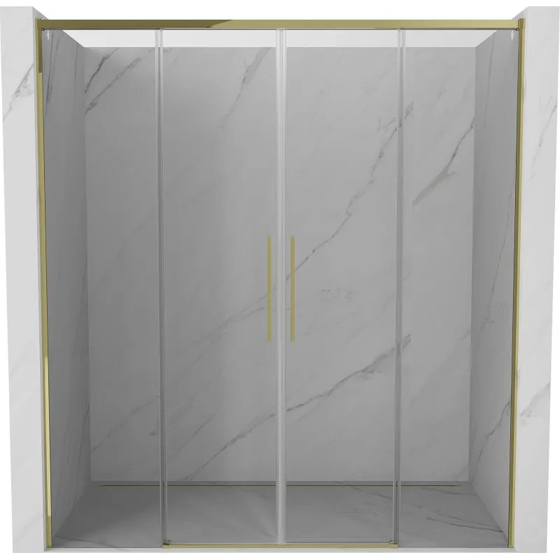Mexen Rox, posuvné sprchové dvere 200 cm, číre sklo, zlatý profil, 8C2-200-002-50-00