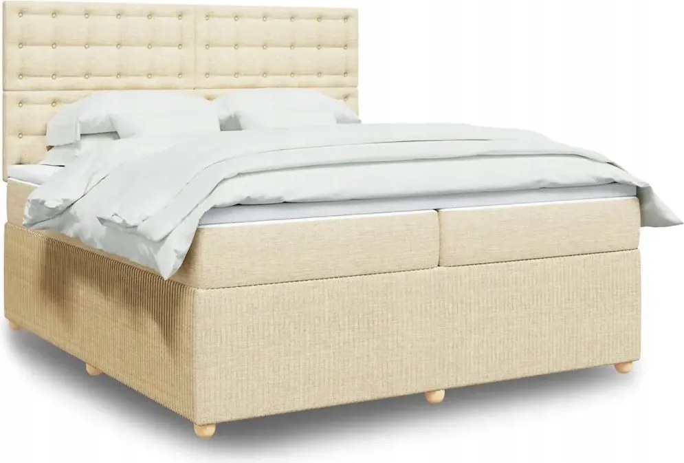 vidaXL Boxspring posteľ s matracom krémová 200x200 cm látka