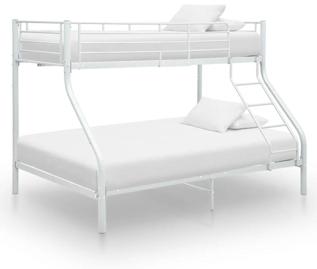 Rám poschodovej postele biely kovový 140x200/90x200 cm