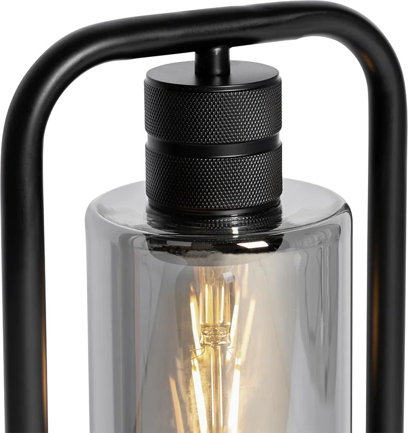 Moderná stolná lampa čierna s dymovým sklom - Stavelot