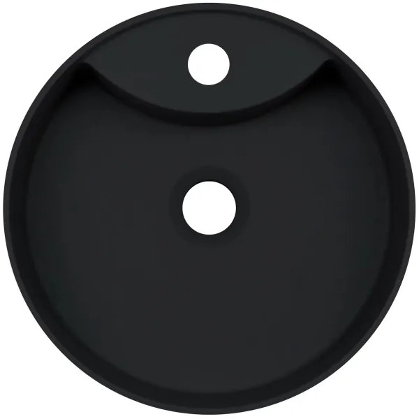 Deante CQS_NU4B - Umývadlo na dosku s otvorom SILIA, priemer 36 cm, granit/čierna