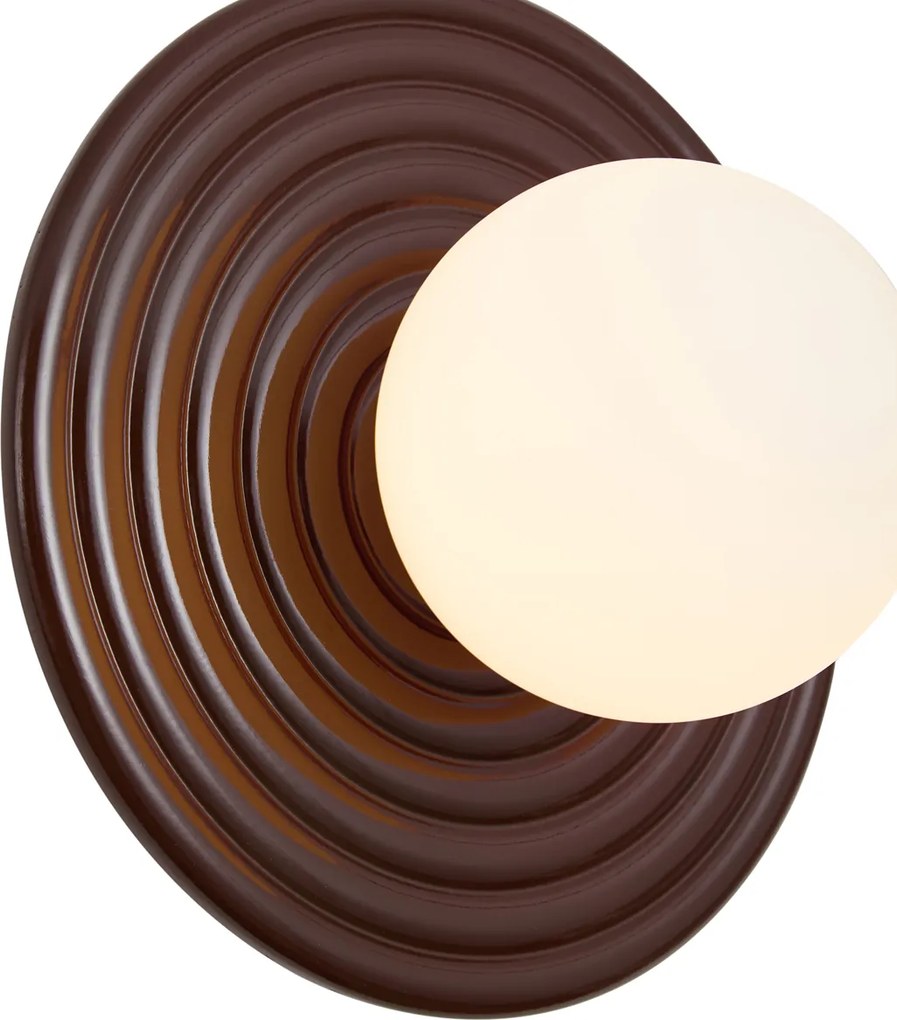 Retro nástenná lampa hnedá s okrúhlym opálovým sklom 20 cm IP44 - Lila