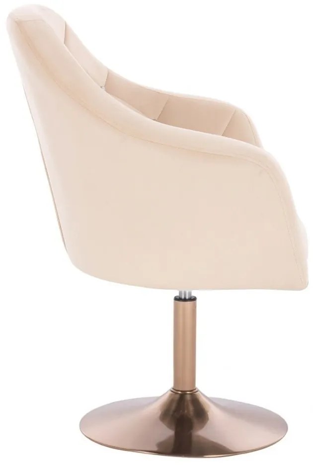 LuxuryForm DESIGN Kreslo ROMA VELUR na zlatom tanieri - krémové