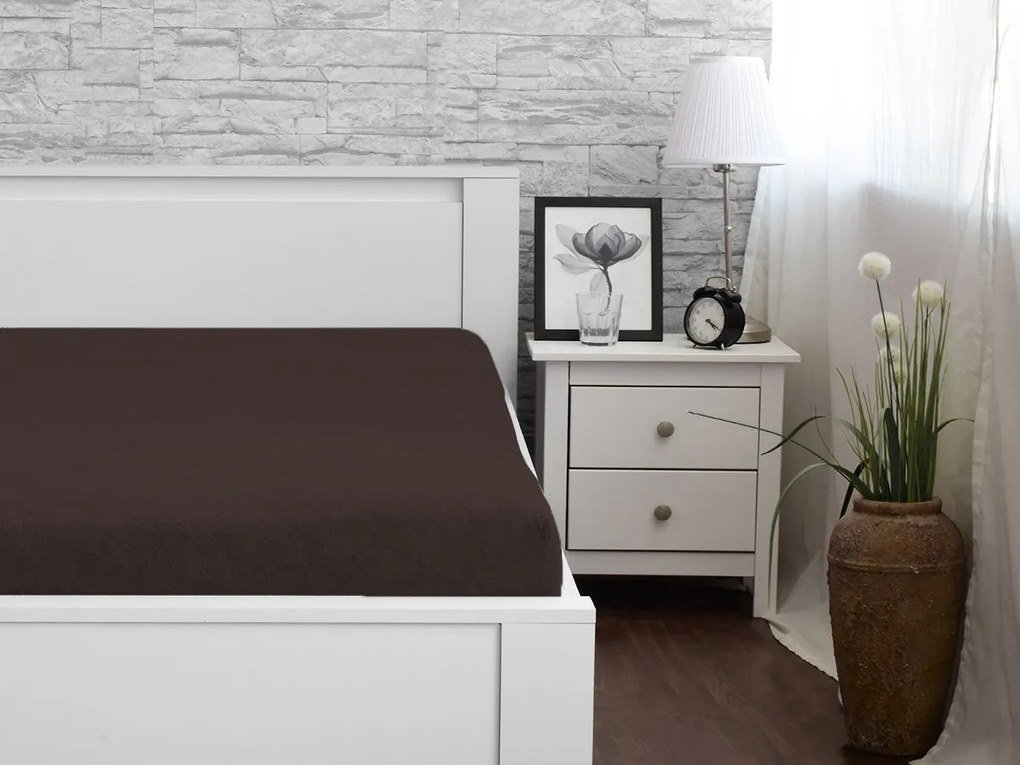 XPOSE® Detská froté plachta Exclusive - tmavo hnedá 80x160 cm