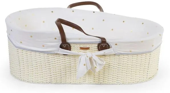 Bighome - Poťah do košíka na bábätko Gold Dots - biela
