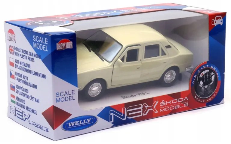 028567 Kovový model auta - Nex 1:34 - Škoda 105 L Béžová