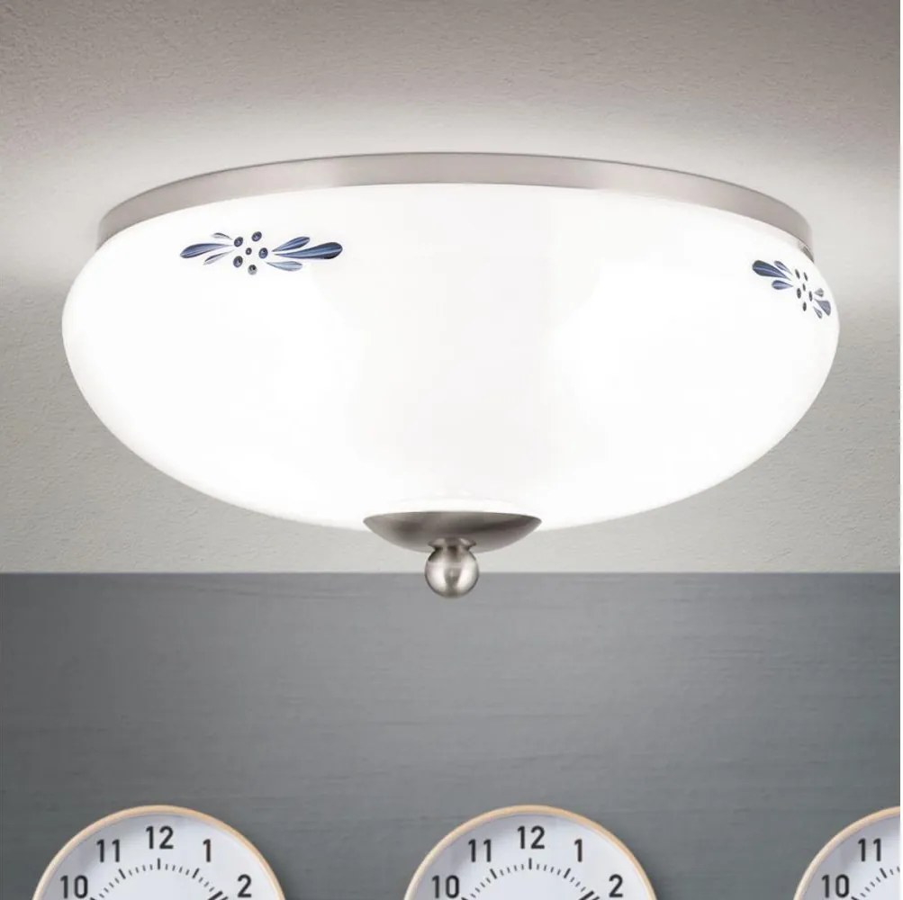 Orion DL 7-673 - Stropné svietidlo LANDHAUS 2xE27/60W/230V pr. 28 cm matný chróm/biela