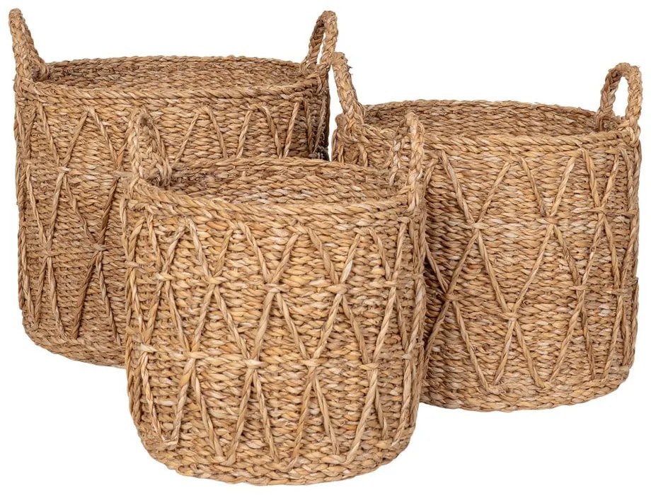 Košíky v súprave 3 ks z morskej trávy ø 32x30 cm Krabi – House Nordic