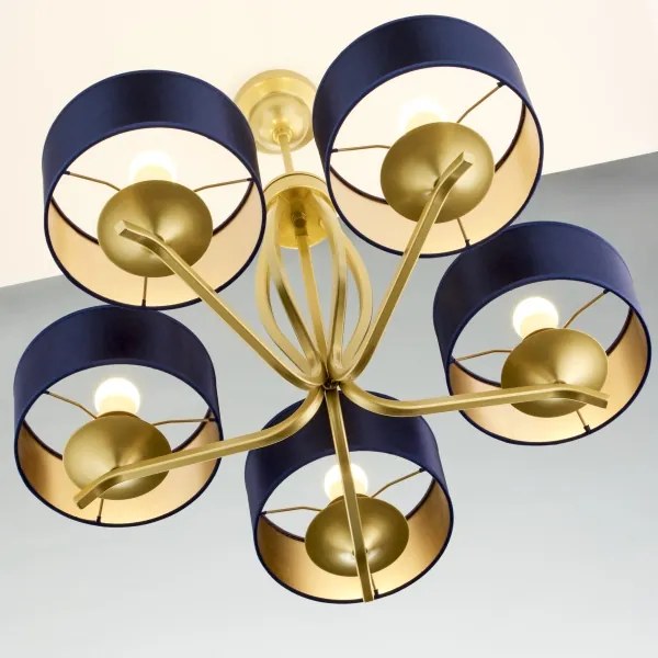 Jupiter 2114 - Luster na tyči KASZMIR 5xE27/15W/230V modrá/zlatá