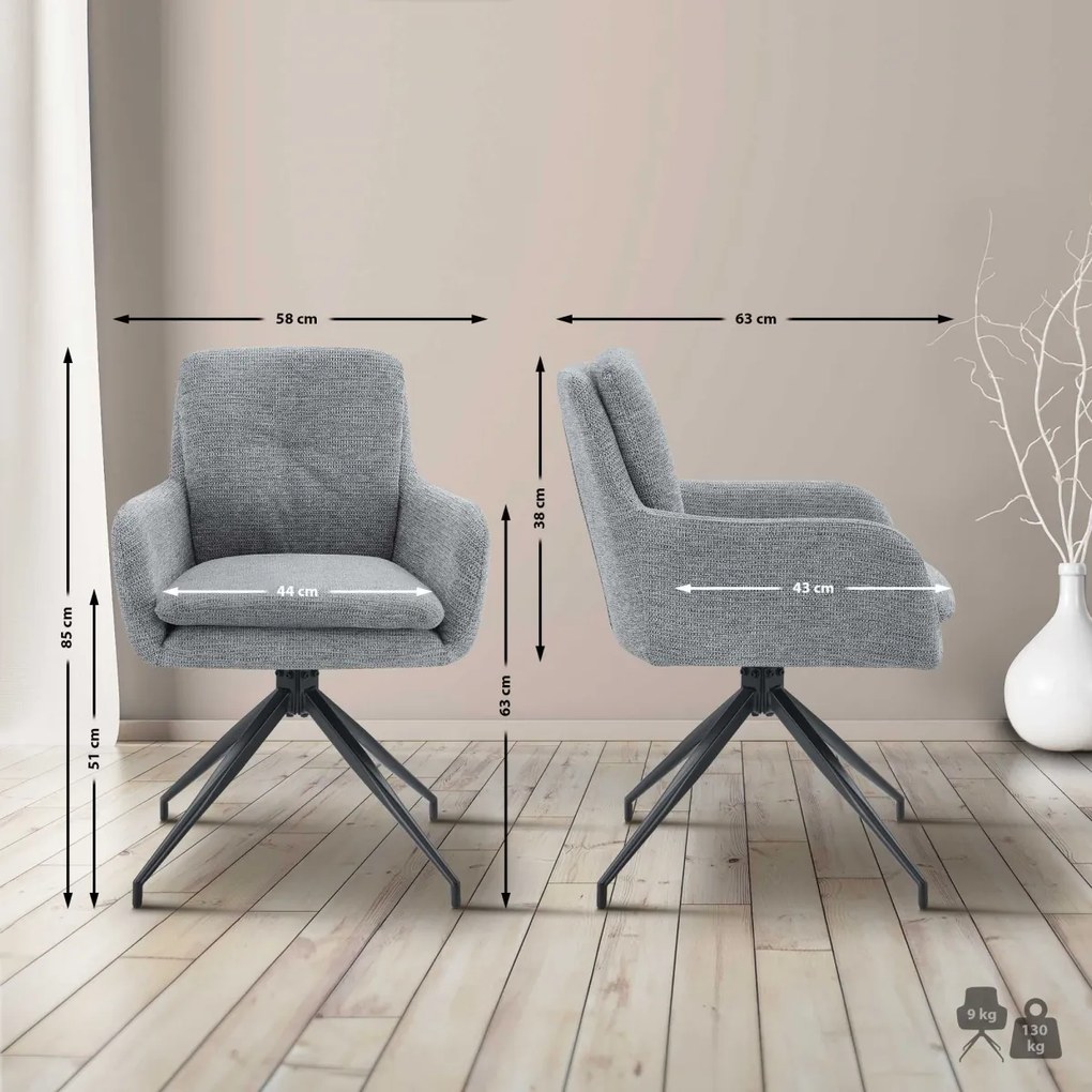 Jedálenská stolička Pickett - látka - šedá