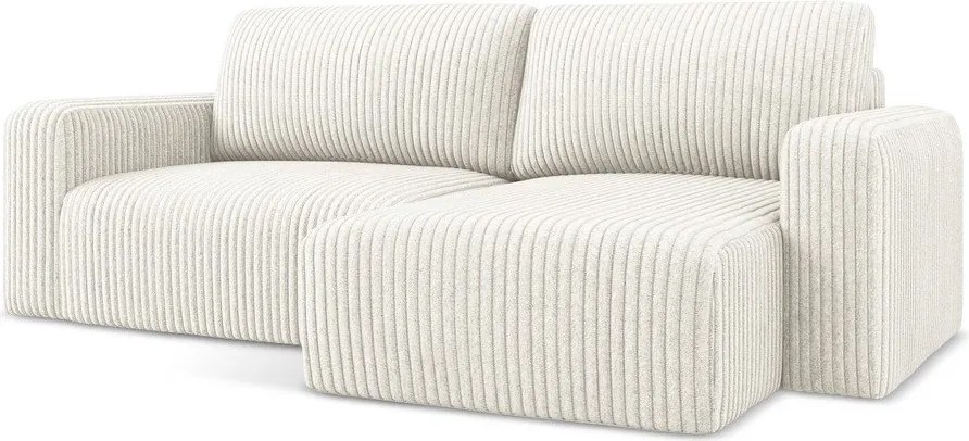 Krémovobiela menčestrová rozkladacia/s úložným priestorom rohová pohovka (pravý roh/s leňoškou) Kona – Makamii