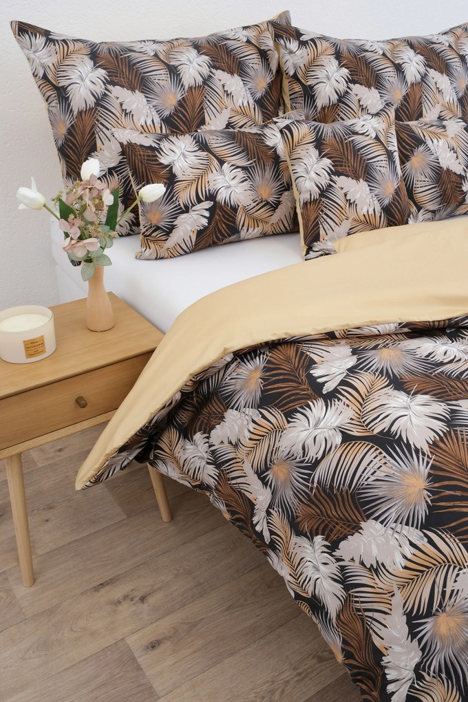 Predĺžené saténové obliečky - Taisa čierno/zlatá