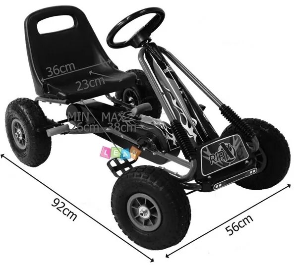 RAMIZ ŠĽAPACIA KÁRA GOKART A15 S NAFUKOVACÍMI KOLESAMI - Zelená 2024