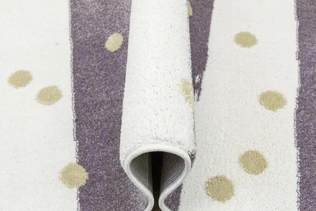 Koberec LIMA M044A krémový / fialový / zlatý polkruh