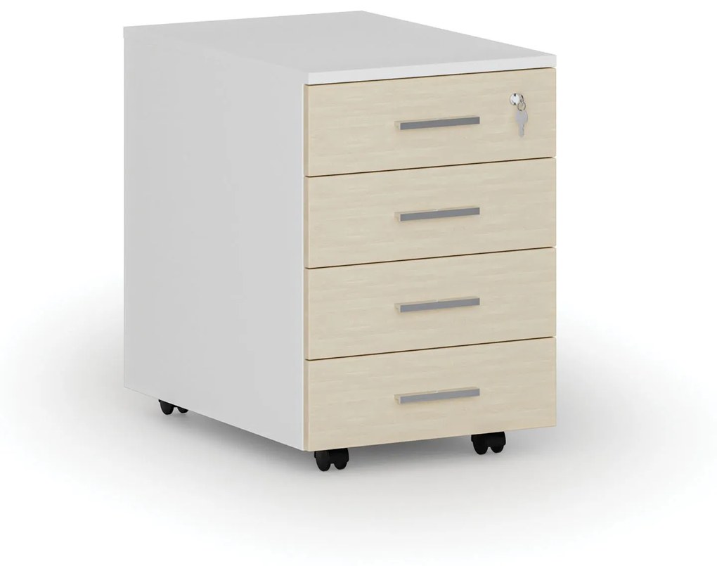 Kancelársky mobilný kontajner PRIMO WHITE, 4 zásuvky, biela/grafit