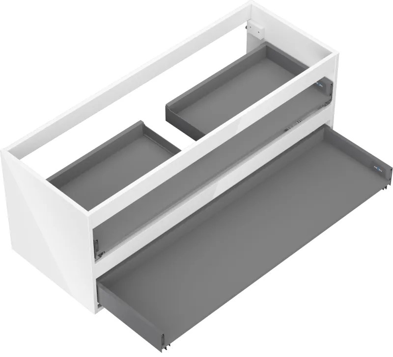 Mexen Box-A, závesná skrinka 120 cm, 2 zásuvky, biela lesklá, 91AX0-1200-470-2-00