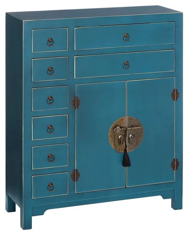 Modrá vysoká komoda 73x90 cm Oriente – Ixia