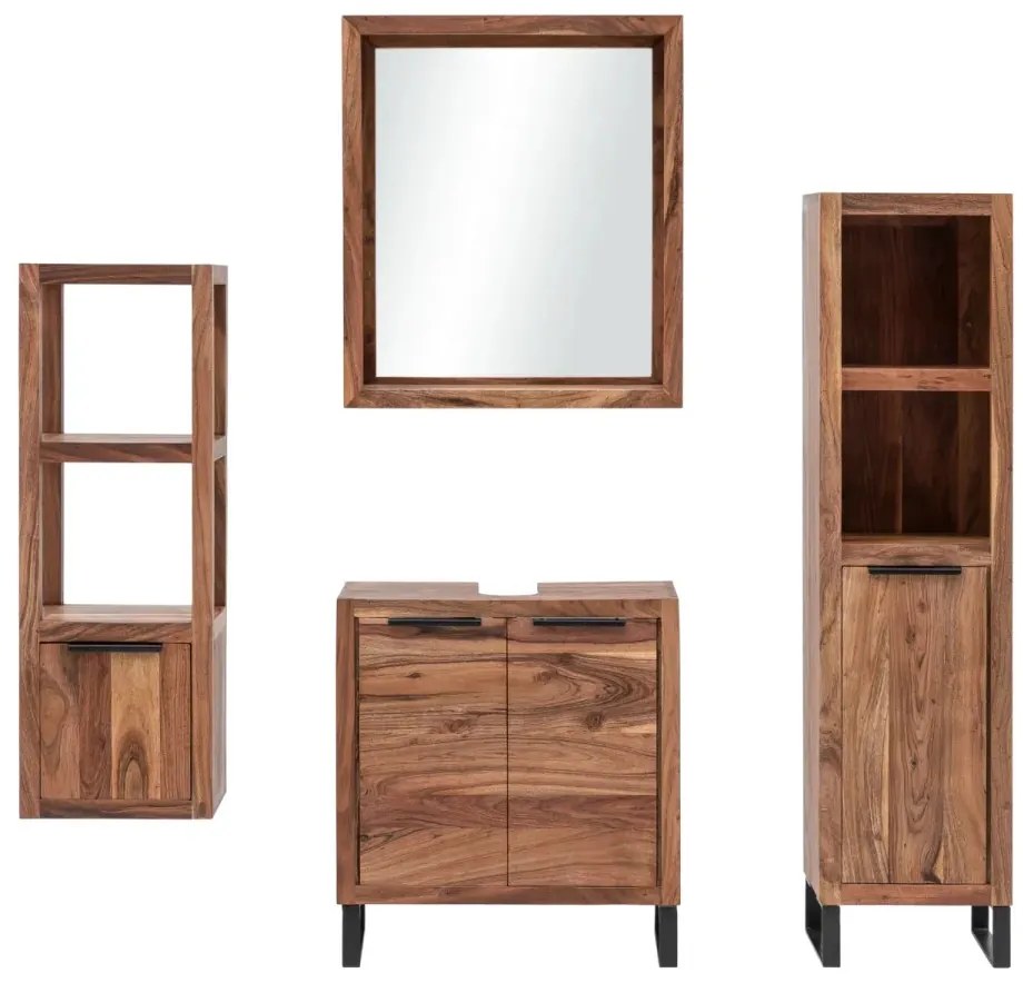 furniture-nabytek.cz - Súprava kúpeľňového nábytku Sydney light z akácie, lakovaná, hnedá