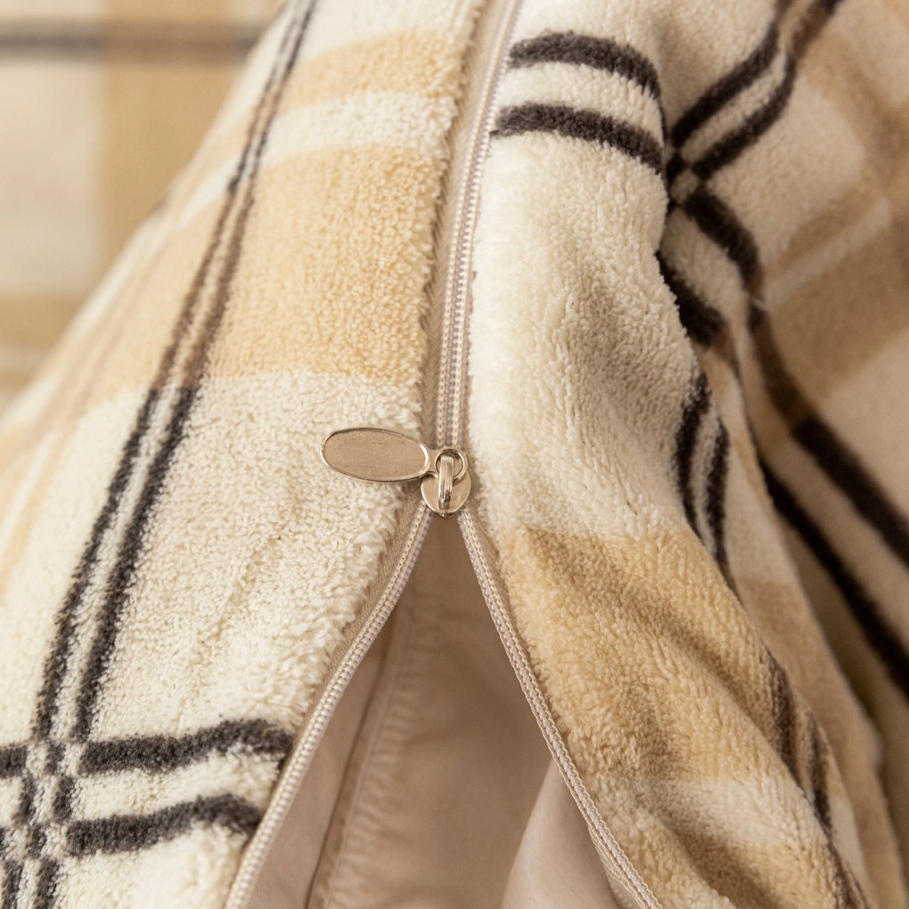 Obliečky mikroplyš PLAID krémové Rozmer obliečok: 2 ks 70 x 90 cm | 200 x 220 cm