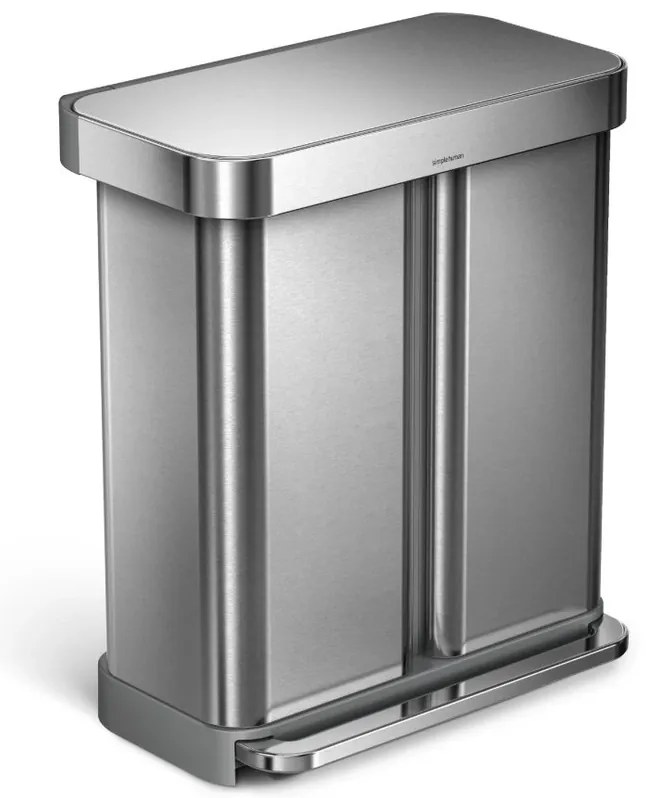 Simplehuman Pedálový odpadkový kôš na triedený odpad, 58 l, kefovaná oceľ, FPP