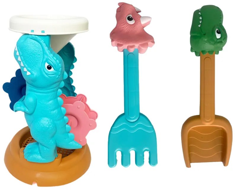 LEAN TOYS Súprava hračiek do piesku s mlynom – Dinosaurus