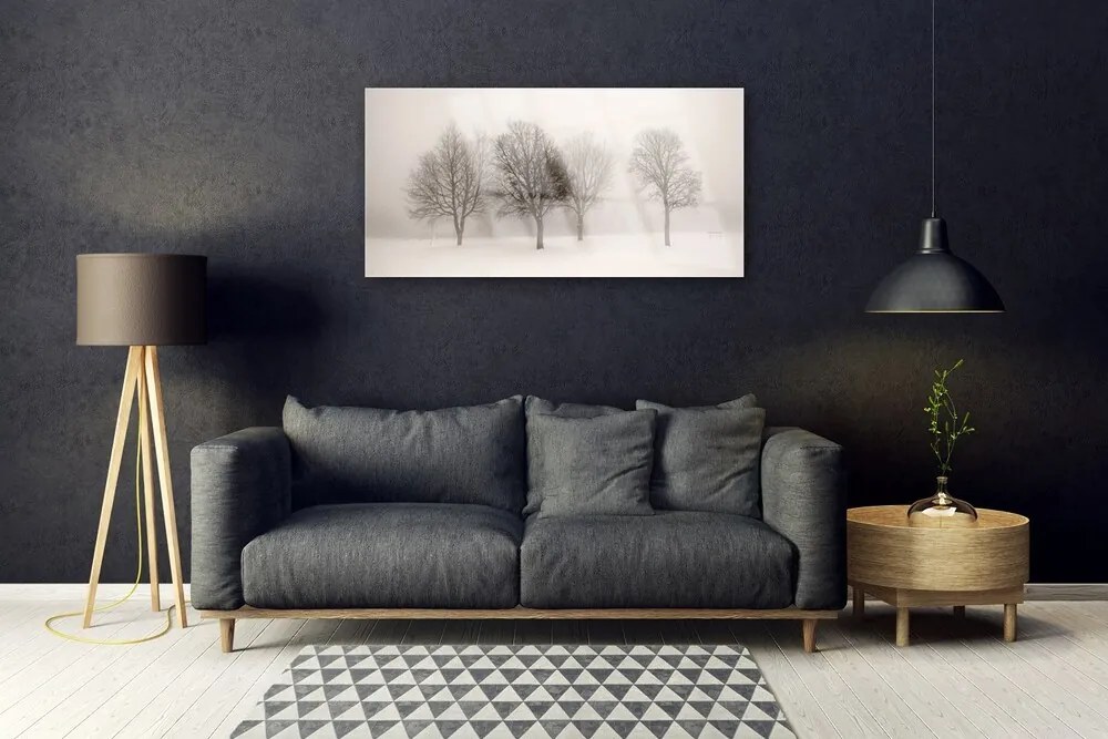 Skleneny obraz Sneh stromy príroda 140x70 cm
