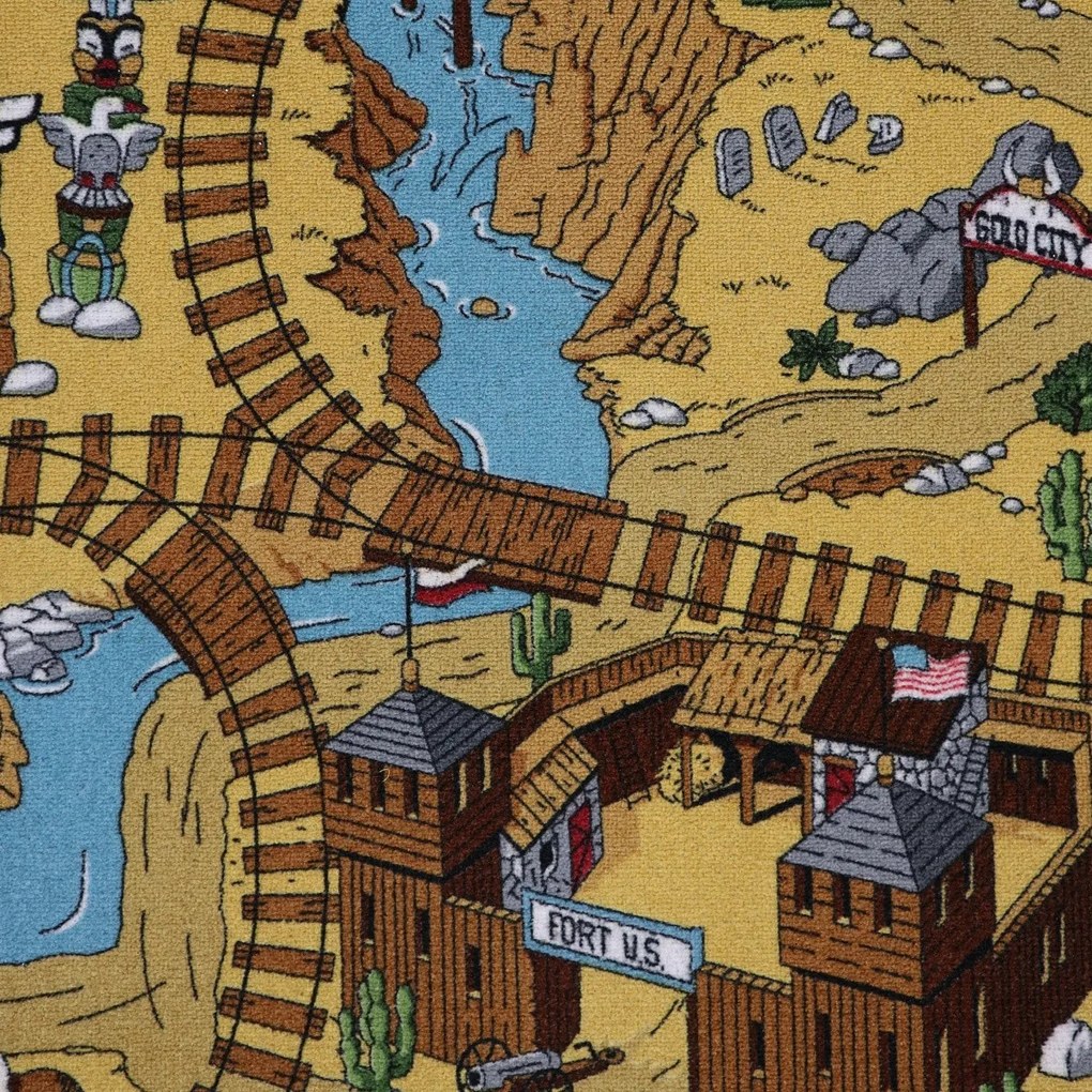 AladinWorld Expres, AKCIA: 120x170 cm Detský kusový koberec Western - obšitý zo všetkých strán, šíře, viacfarebná, filc, detská izba