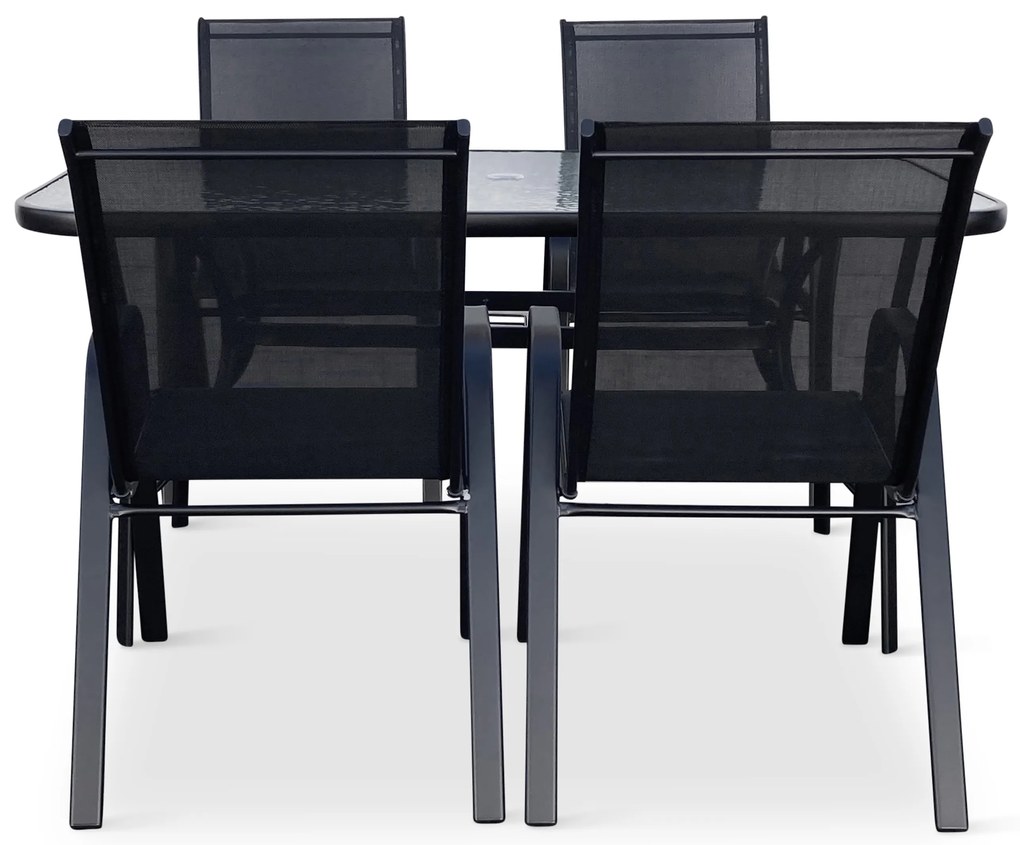Záhradný jedálenský set Porto 150 cm + 4x kovová stolička Ramada