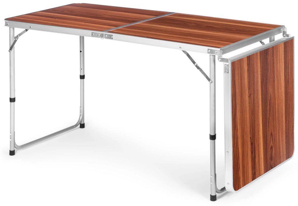 ModernHome Turistický stolík rozkladací kempingový stolík hnedá doska 180 x 60 cm