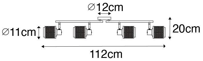 Priemyselné bodové svietidlo čierne so zlatom 4-žiarovkové - Kayden