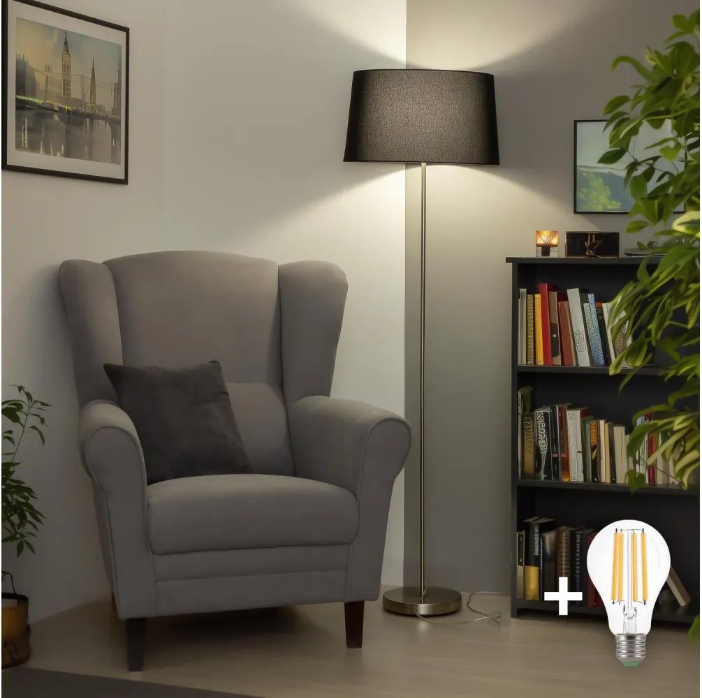 Brilagi - LED stojacia lampa CERIA 1xE27/40W/230V pr. 45 cm čierna/matný chróm