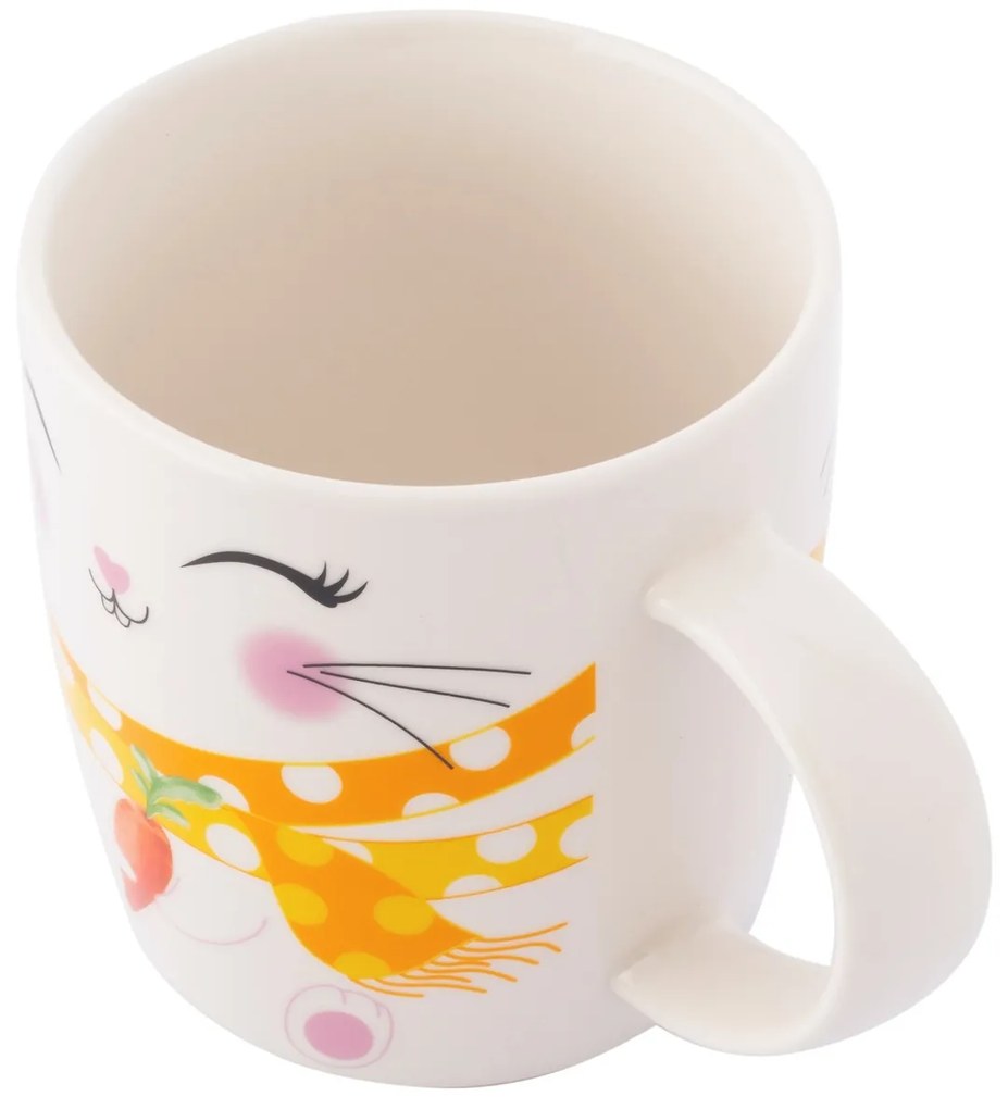 Altom Porcelánový hrnček Veselý zajačik so silikónovým viečkom, 400 ml