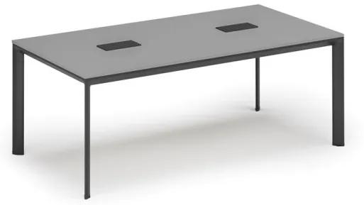 Stôl INVITATION 2000 x 1000 x 740, sivá + 2x stolná zásuvka TYP III, čierna