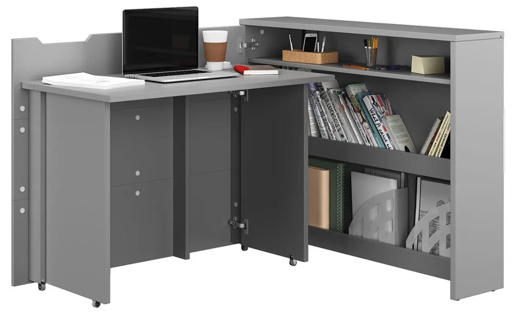 Pc stolík Concept Work CW-01, Farby: biela + biely lesk, Strana: ľavá