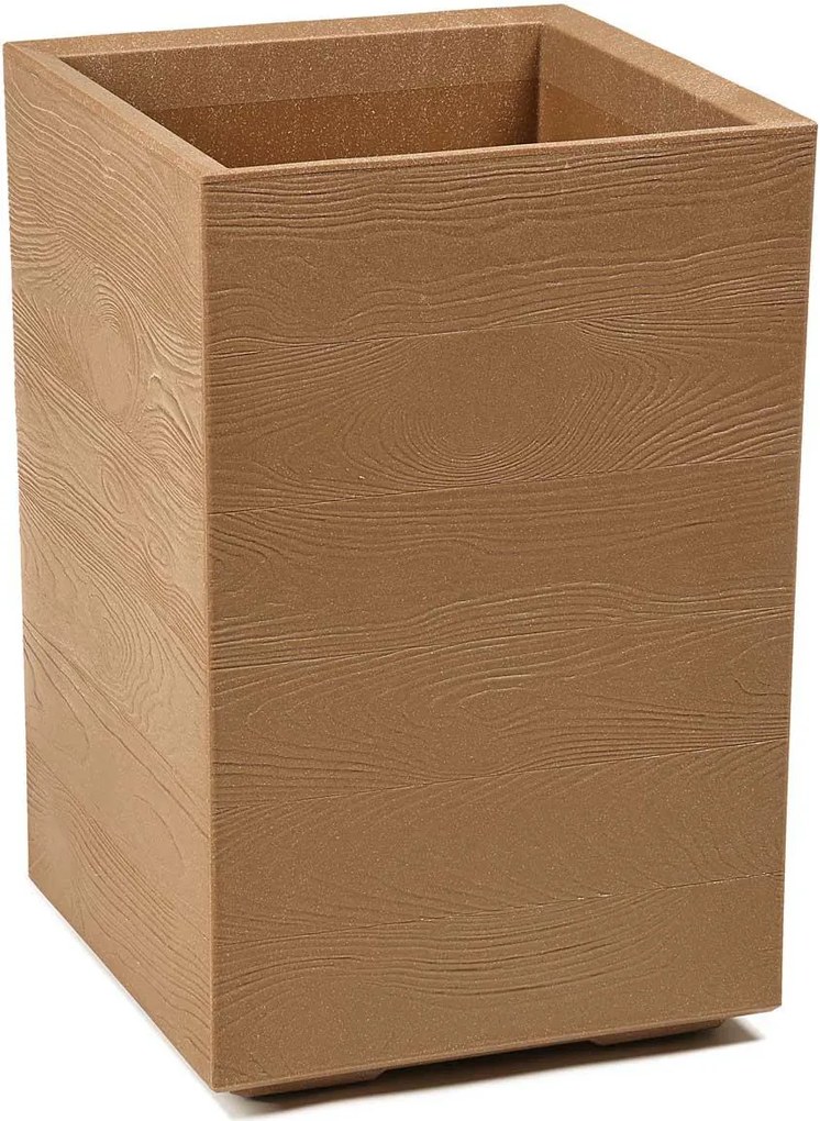 PLASTOVÝ KVETINÁČ NA KOLIESKACH BETONIQUE ECO 60X40X40 CM DREVENÝ DEKOR HNEDÁ