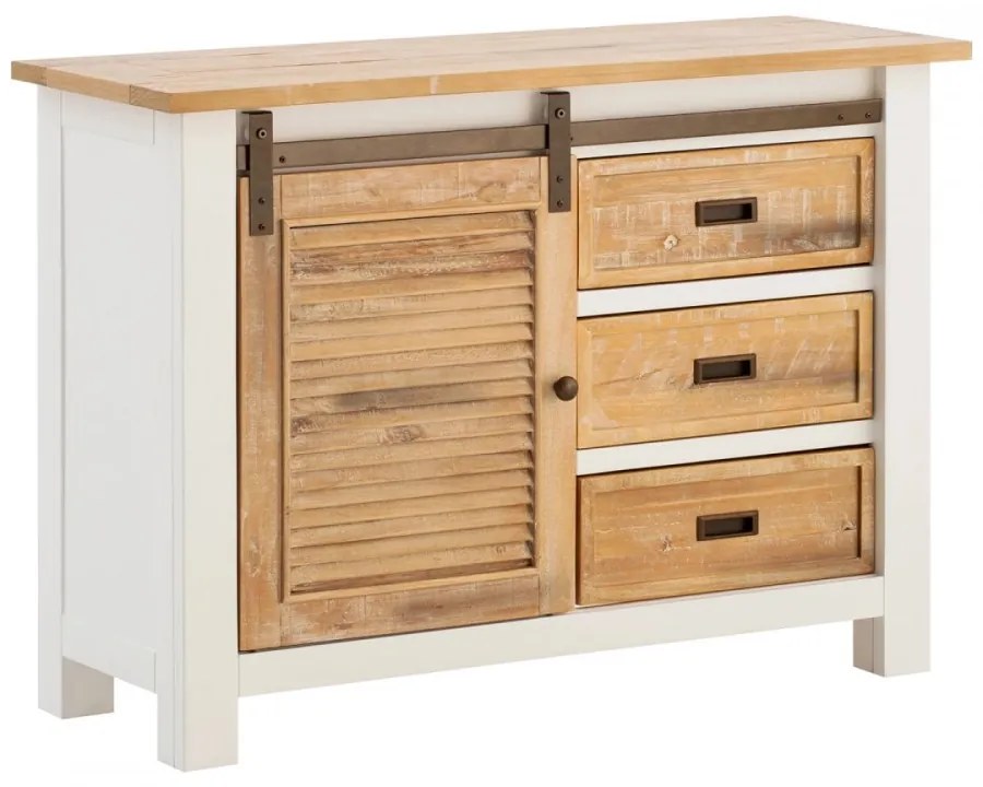 furniture-nabytek.cz - Masívna komoda Capera z borovice a MDF, lakovaná, biela a hnedá – 103×42×80 cm
