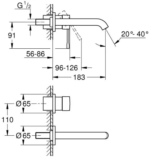 GROHE 19408GL1 - Dvojotvorová umývadlová batéria ESSENCE 183 mm zlatá