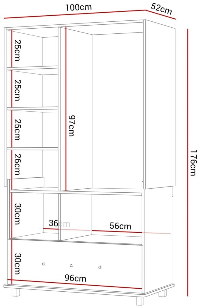 DVOJDVEROVÁ ŠATNÍKOVÁ SKRIŇA ELSA DO DETSKEJ IZBY KAŠMÍR 100 cm
